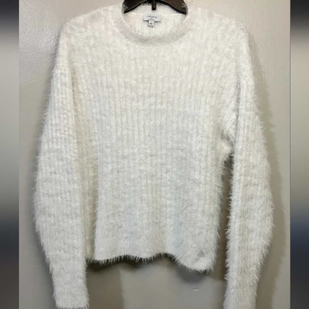 🦄Cabana Crown & Ivy Women's Fuzzy White Sweater Size XL